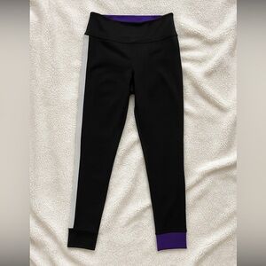 Lululemon athletica crop leggings in grey with white and purple accent size 4